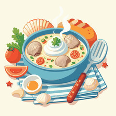 food, dinner, chowder, delicious, clam, bowl, soup, meal, lunch, seafood, gourmet, healthy, potato, creamy, cream, fresh, shellfish, white, cuisine, dish, parsley, bread, spoon, milk, hot, background,