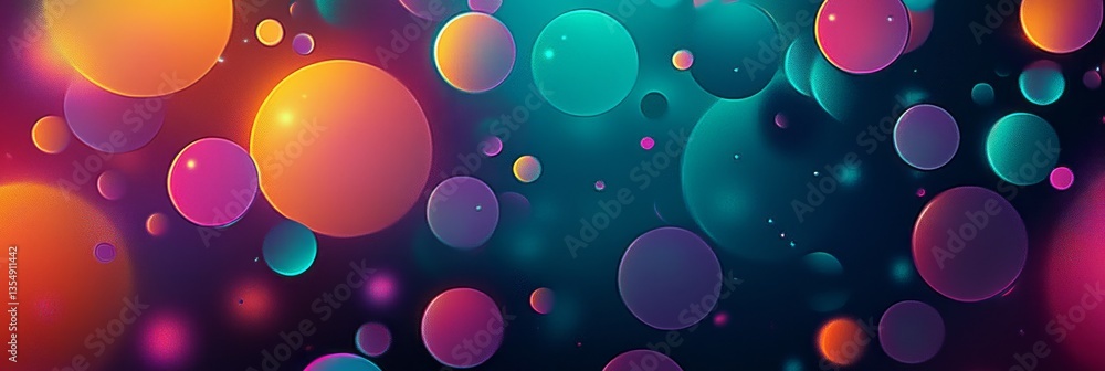Aufkleber vibrant abstract composition featuring colorful circles on a dark background with ethereal atmospher