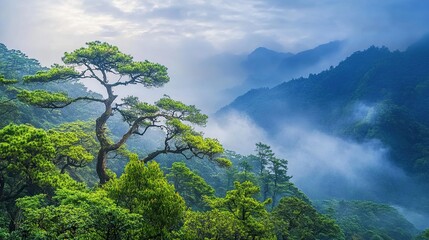 Obraz premium Misty Mountain Landscape