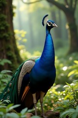 A beautiful peacock displaying its vibrant image