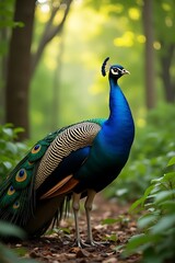 A beautiful peacock displaying its vibrant image