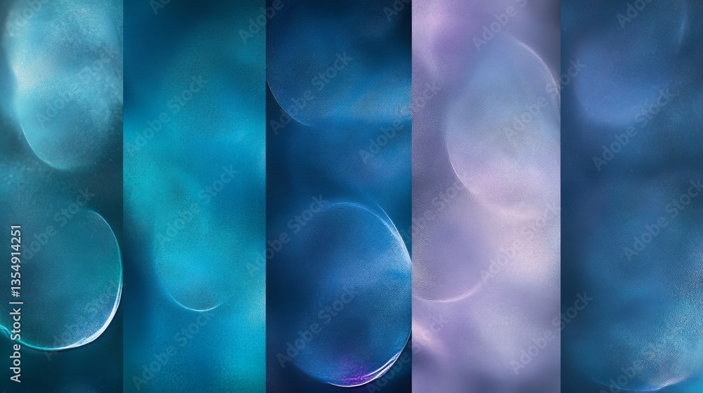 Poster colorful abstract background with overlapping circles and blurred shapes in shades of blue and purpl