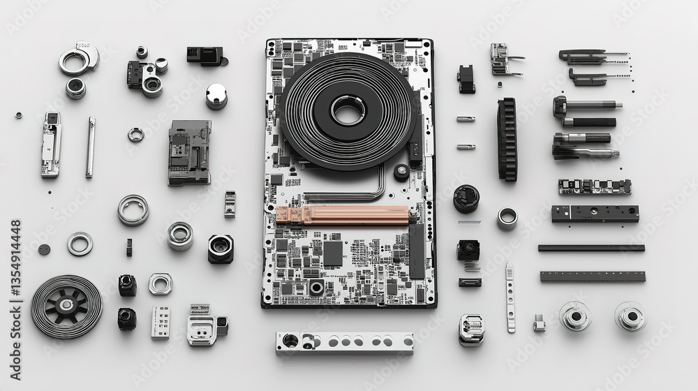 Poster hard disk drive components on display ideal for technical demonstrations and data storage lessons