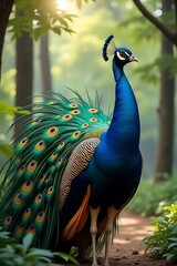 A beautiful peacock displaying its vibrant image