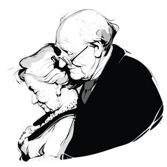 Vector design of two couples of old man and old woman characters