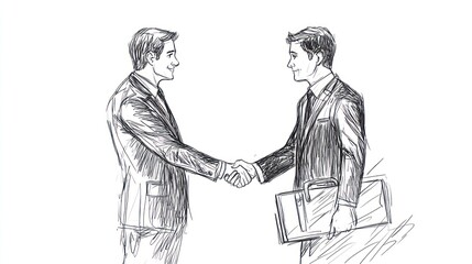 Businessmen Handshake - Formal Agreement - Office Scene - Stock Image