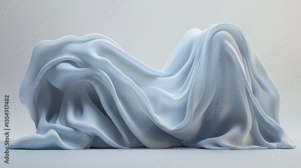 Poster a draped fabric with soft textures against a gradient background