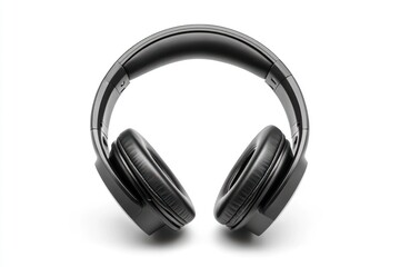 Black Wireless Headphones on White Background for Listening Music Devices