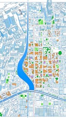 Obraz premium Blueprint Technical City Map Drawing for Urban Planning Layout Cityscape Cartography Infrastructure Development Architecture
