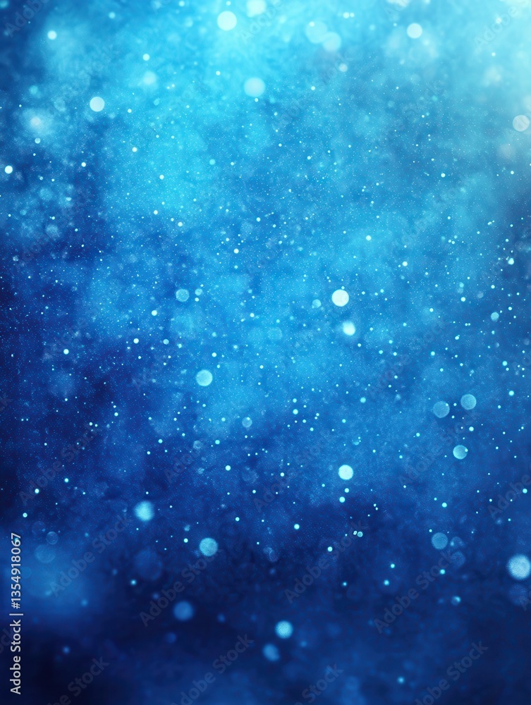 Poster a misty blue gradient with sparkling particles creating a serene effect.