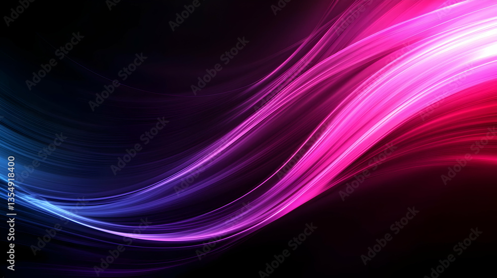 Poster abstract vibrant flowing lines of energy. dynamic color waves in a dark background