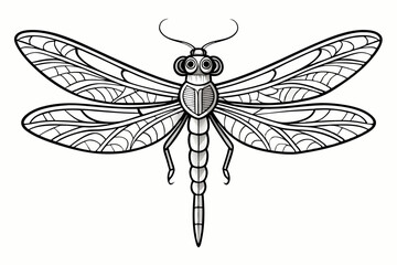 coloring page line art the dragonfly black vector