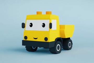 Naklejka premium Cute, cartoon dump truck, toy vehicle, simple design