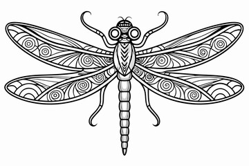 coloring page line art the dragonfly black vector