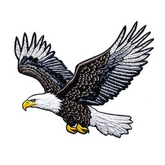 Obraz premium A stylized illustration depicting a soaring eagle with wings outstretched widely