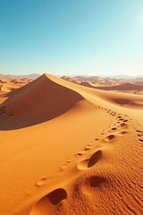 Desert sand dune with sunlit dunes and shadows, dunes, desert