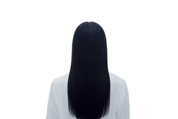 Photo of a woman with long straight hair from behind  Transparent background PNG  