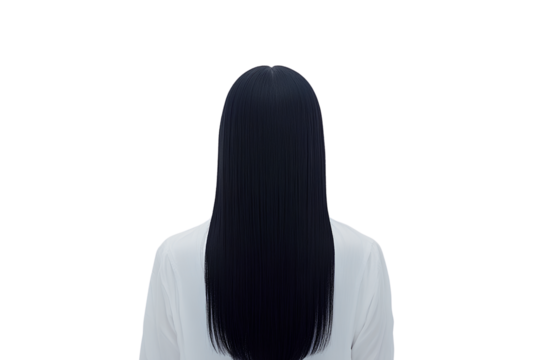 Photo of a woman with long straight hair from behind  Transparent background PNG  