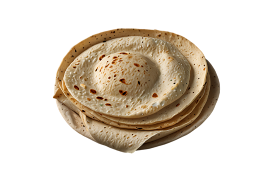 Flour tortilla isolated on transparent background