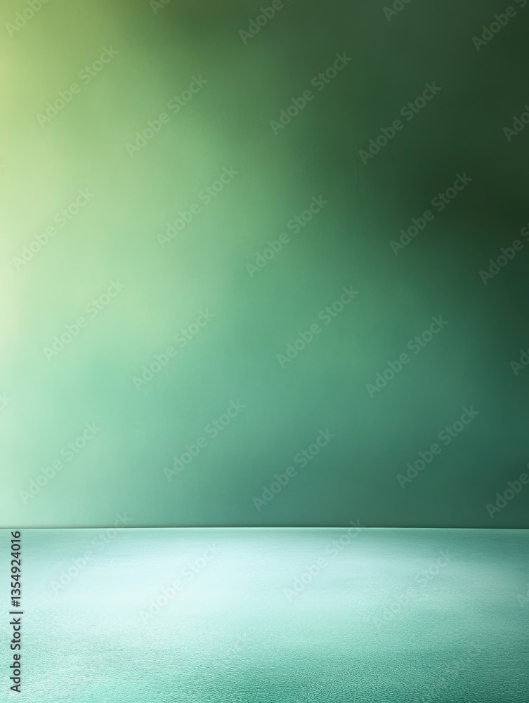 Poster a simple green background with a soft gradient and subtle lighting.