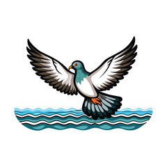 Create a vibrant, detailed illustration of a Marquesan Imperial Pigeon, showcasing its iridescent plumage and distinctive features.  Emphasize its beauty and unique markings.