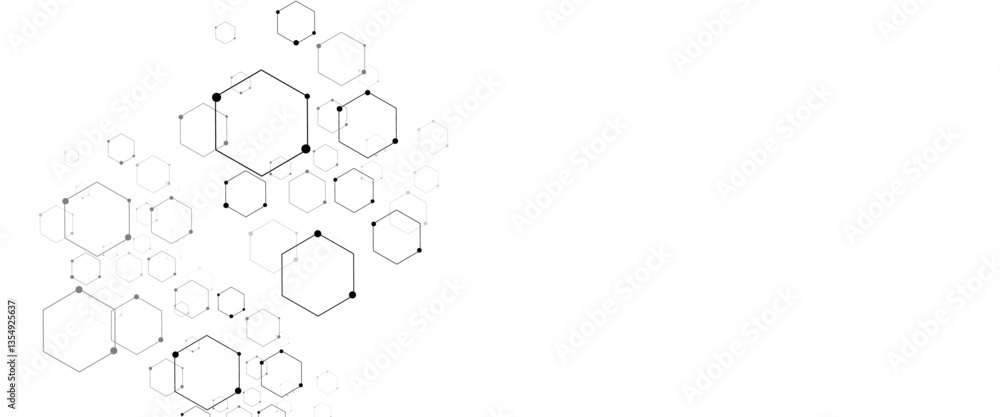 Poster Vector hexagons pattern. Geometric abstract background with simple hexagonal elements. Medical, technology or science design