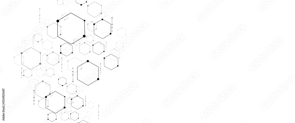 Poster Vector hexagons pattern. Geometric abstract background with simple hexagonal elements. Medical, technology or science design