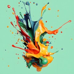 Vibrant color splash in dynamic, abstract composition