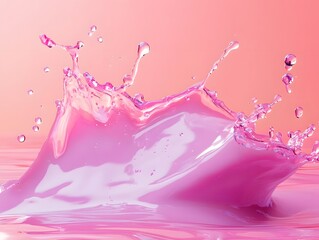 Vibrant fluid splash of pink paint on a minimalist backdrop