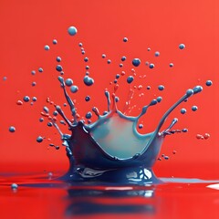 Vibrant paint splash in motion, captured in dramatic 3D rendering