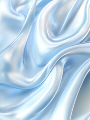 Obraz premium Luxurious blue satin fabric with soft, flowing folds creating a smooth and glossy texture, ideal for backgrounds, fashion, or textile design projects
