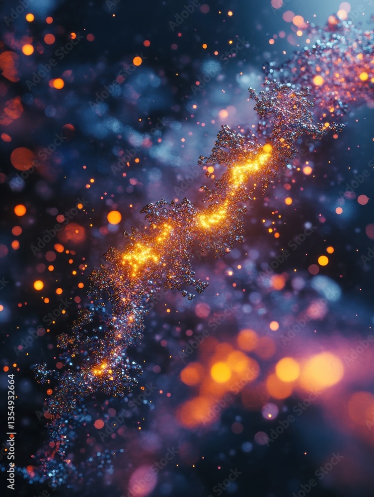 Poster abstract representation of dna with glowing particles