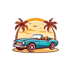 Create a sleek vector illustration of a classic red convertible sports car, top down, showcasing its elegant curves and powerful engine.