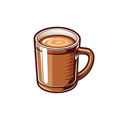 Create a vector illustration of a minimalist coffee mug, clean lines, simple design, on a rustic wooden surface.  Focus on clean aesthetics.