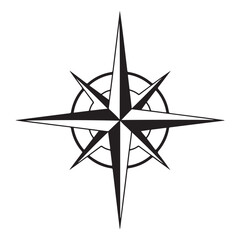 Fototapeta premium Detailed black and white compass rose design.