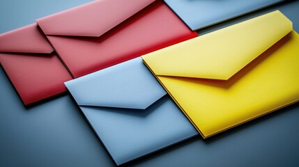 Colorful Envelopes Arranged on a Surface
