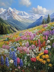 Obraz premium Alpine meadow flowers mountain wildflowers
