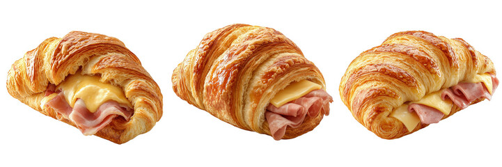 Fototapeta premium Delicious croissant sandwiches bakery food photography warm close-up