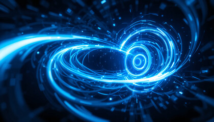 Dynamic Blue Vortex with Swirling Light Patterns and Cosmic Energy