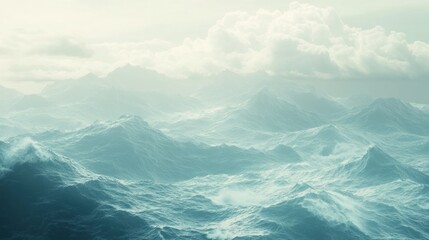 Fototapeta premium A dramatic ocean scene depicting massive waves with sky overhead