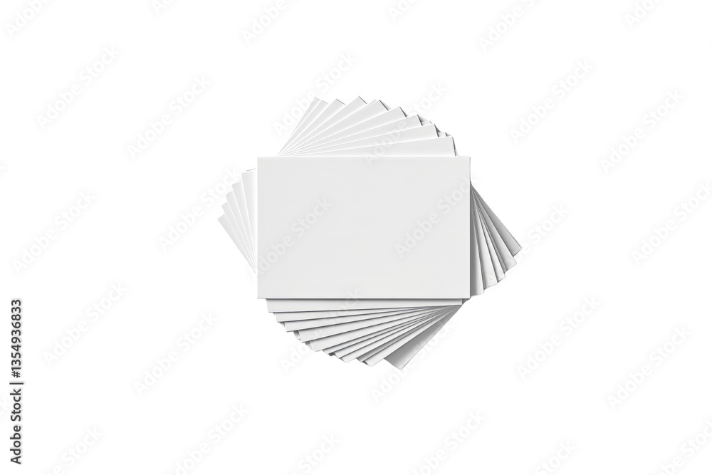 Aufkleber Blank white business cards in a circular stack isolated on a white background. Clean and minimal template for branding or design presentation. Ai generative