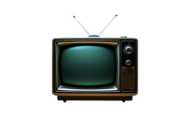 Classic retro TV set with antennas, isolated on white background. Old-fashioned design, nostalgic media concept. Ai generative
