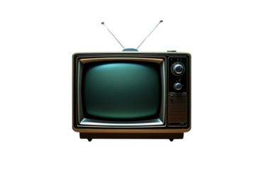 Classic retro TV set with antennas, isolated on white background. Old-fashioned design, nostalgic media concept. Ai generative