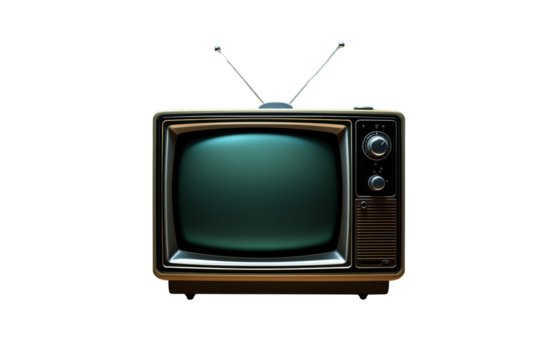 Classic retro TV set with antennas, isolated on white background. Old-fashioned design, nostalgic media concept. Ai generative