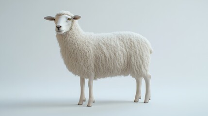 Fototapeta premium White sheep studio shot; simple backdrop. Possible use for educational materials
