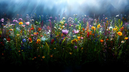 Vibrant Wildflower Meadow In Sunlight
