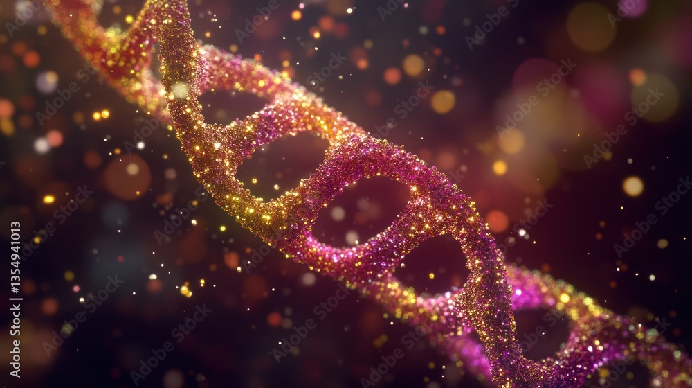 Aufkleber illuminated and abstract double helix structure with shimmering particles