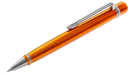 Ballpoint pen with sleek metallic body and removable cap, isolated on a white background