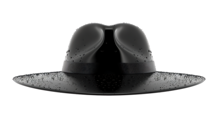 Classic fedora hat with wide brim and creased crown, isolated on a white background