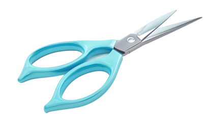 Scissors with sharp stainless steel blades and plastic handles, isolated on a white background